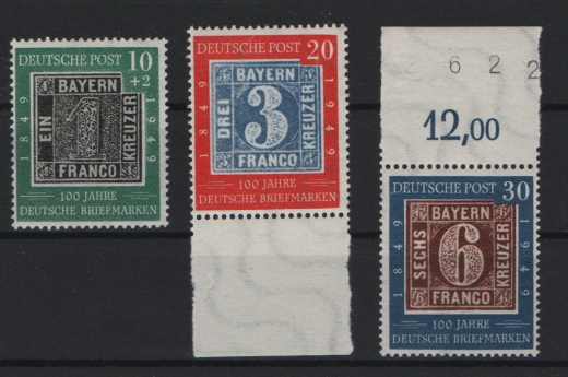 BRD, 1949, Mi.- Nrn.: 113- 15, teils vom Or / Ur., **! Selten!
