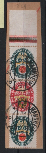 DR, Weimar, 1929, Zusammendruck, Mi.- Nr.: S 69, auf kl. Briefstück, Bef Schlegel BPP; e + e! Luxusstück! Sehr selten!