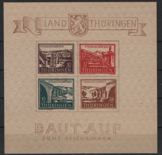 Thüringen, 1946, Bl. 4 a y, **, mit akt. Kurz- Befund Dr. Jasch BPP: echt + einwandfrei, Luxusstück!
