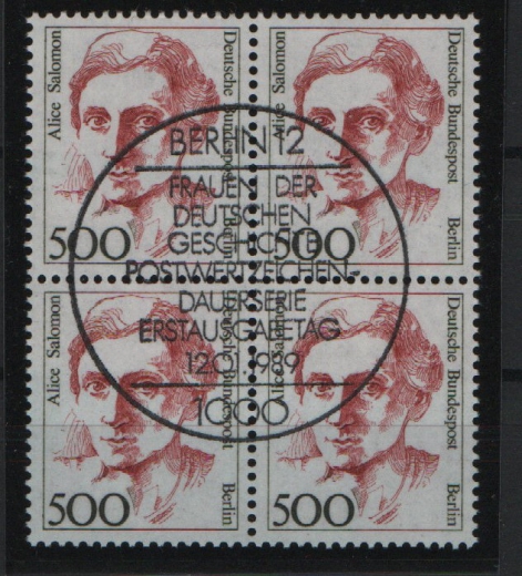 Berlin, 1989, Mi.- Nrn.: 830 (4x, im 4er- Block), gestempelt mit Sonderstempel! Luxusstück!