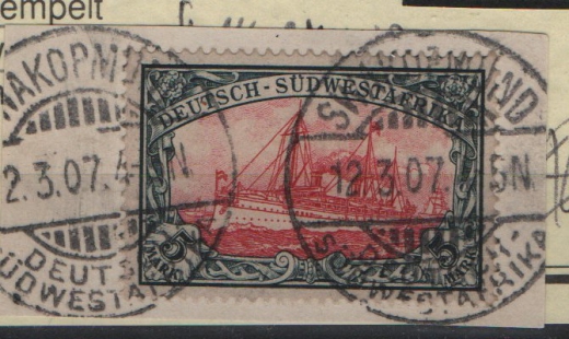 Dt. Kolonien, DSWA, 1901, Mi.- Nr.: 23 auf Briefstück! Befund BPSB: e+e, signiert Schröder (?)! Selten!