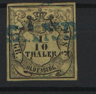 Oldenburg, 1852, Mi.- Nr.: 4, gestempelt, signiert, Qualitätsstück! Selten!
