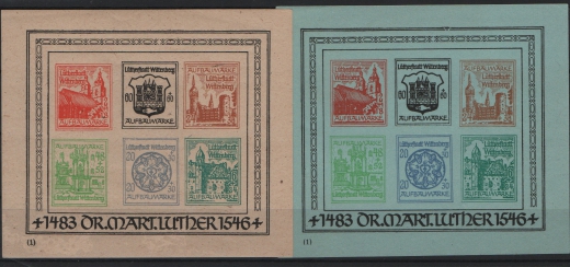 Deutschland- OST, Lokalausgaben, Wittenberg-Lutherstadt, 1946, Mi.- Nr.: Bl. 2 (*) + 3  **!