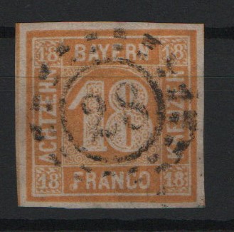 Bayern, 1854, Mi.- Nr.: 7, zentrisch gestempelt, tiefstgeprüft / signiert Star(auscheck)! Luxusstück! Selten!