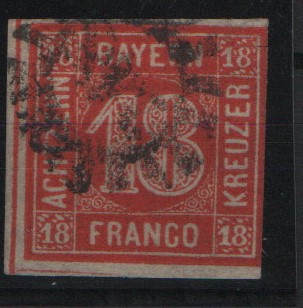 Bayern, 1862, Mi.- Nr.: 13 a, gestempelt, geprüft Sem BPP! Kabinettstück! Selten!
