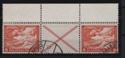 III. Reich, 1933, Zusammendruck Mi.- Nr.: SK W 54, vom Sr., gestempelt, selten!