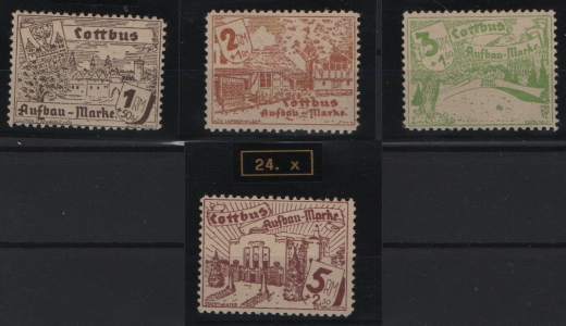 D. - OST, Lokalausgaben, Cottbus, 1946, Mi.- Nrn.: 21x - 24x, **! Je gepr. / signiert Busch! Sehr selten!