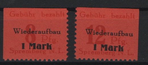 D. - OST, Lokalausgaben, Spremberg, 1946, Mi.- Nrn.: 15A + 16A, **! Selten!