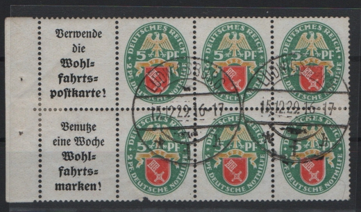 DR, Weimar, 1929, Mi.- Nr.: HB 66B, gestempelt! Selten!