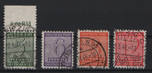SBZ, West- Sachsen, 1945, Mi.- Nr.: 120X-  - 123X, gestempelt! Qualitätssatz! Selten!