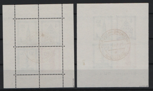 FRZ- Baden, 1949, Mi.- Nrn.: Bl. 1 A + B, gestempelt, je tiefstgeprüft Schlegel BPP!