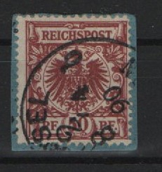 DR, Krone / Adler, 1890, Mi.- Nr.: 50 ab, gestempelt, auf kl. Briefstück, doppelt tiefstgeprüft Wiegand BPP! Selten!