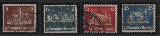 III. Reich, 1935, Mi.- Nrn.: 576- 579, die Marken aus dem OSTROPA- Block, gestempelt! In dieser Qualität selten!