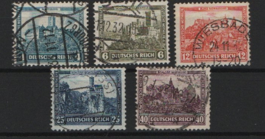 DR, Weimar, 1932, Mi.- Nr.: 474- 78, gestempelt, Qualitätssatz, selten!