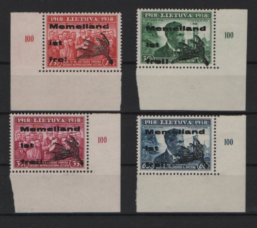 Memelgebiet, 1939, Mi.- Nrn.: I- IV, **, je mit Er. (hier Falz)! Selten!