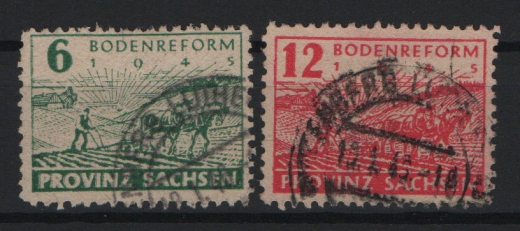 SBZ, Provinz- Sachsen, 1945, Mi.- Nr.: 85- 86 Awa, gestempelt, je tiefstgeprüft Dr. Jasch BPP!