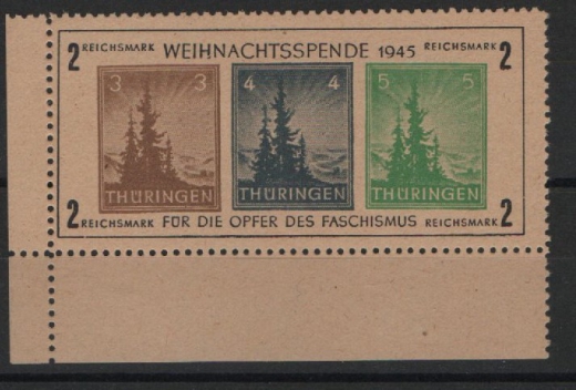 Thüringen, 1945, Bl. 1 t vom ER, **, mit Fotoattest Ströh BPP: echt + einwandfrei, Luxusstück. Sehr selten!