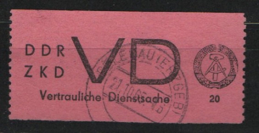 DDR, 1965, ZKD D, Mi.- Nr.: 2 Plf. II, gestempelt! Akt. Fotoattest Dr. Ruscher BPP: echt+ einwandfrei! Luxusstück! Rarität der DDR!
