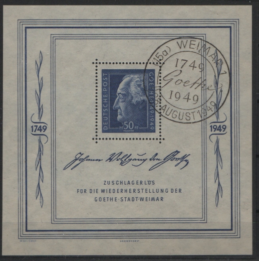 SBZ, Allgem. Ausgaben, 1949, Mi.- Nr.: Bl. 6, gestempelt!,  akt. K.- Befund Dr. Ruscher BPP, echt + einwandfrei! Luxusstück!