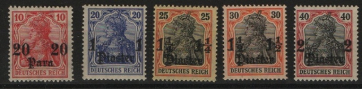 DAP Türkei, 1905 / 13, Mi.- Nrn.: 37- 41, **! Selten!