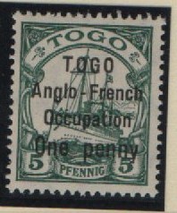 Dt. Kolonien, Togo / Britische Besetzung, 1914, Mi.- Nr.: 15 II, **, selten!