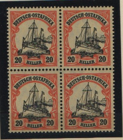 Dt. Kolonien, DOA, 1905 / 1920, Mi.- Nr.: 34 (4x), im 4er- Block, **, selten!