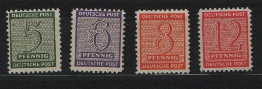 SBZ, West- Sachsen, 1945, Mi.- Nr.: 120X- - 123X, **! Qualitätssatz! Selten!