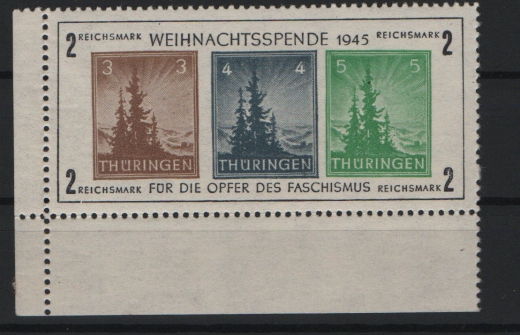 SBZ, Thüringen, 1945, Bl. 1 x b, **, mit akt. Fotoattest Dr. Jasch BPP: echt + ...!, Kabinettstück. Sehr selten!