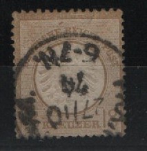 Dt. Kaiserreich, Brustschilder, 1874, Mi.- Nr.: 28 PräF, gestempelt! Akt. FA Dr. Zill BPP: e+e! Seltenes und gutes Qualitätsstückstück!