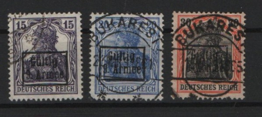 Dt. Bes. I. WK., Gebiet 9. Armee, 1918, Mi.- Nr.: 2-4, gestempelt, 3 + 4 tiefstgeprüft Hey BPP! Qualitätsstücke, selten!