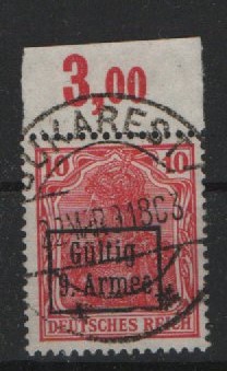 Dt. Bes. I. WK., Gebiet 9. Armee, 1918, Mi.- Nr.: 1 IIb P OR, gestempelt, tiefstgeprüft Hey BPP! Qualitätsstück, selten!