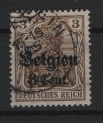 Dt. Bes. I. WK., 1916 / 18, Landpost in Belgien, Mi.- Nr.: 11 a II, gestempelt, tiefstgeprüft Hey BPP! Qualitätsstück, selten!