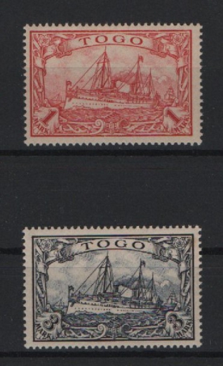 Dt. Kolonien, Togo, 1909 / 19, Mi.- Nrn.: 16 I + 18 I, *, selten!