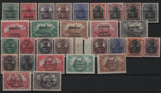 Allenstein, 1920, Mi.- Nrn.: 1- 28, + 18b, **, Qualitätssatz, selten!