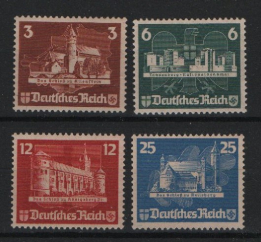 III. Reich, 1935, Mi.- Nrn.: 576- 579, die Marken aus dem OSTROPA- Block, (*)! Je tiefstgeprüft Schlegel BPP! Luxusstücke!
