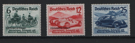 III. Reich, 1939, Mi.- Nr.: 695- 97, Kpl.- Satz, **, K.- Befund Schlegel BPP: echt und einwandfrei! Selten!