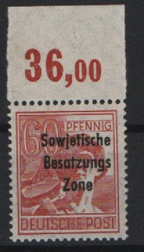 SBZ, Allgemeine Ausgaben, 1948, Mi.- Nr.: 195 a (b?) P OR ndgz , Marke **, OR *, tiefstgepr. Weigelt BPP! Kabinettstück! Selten!