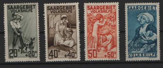 Saargebiet, 1926, Mi.- Nrn.: 104- 07, kpl. Satz, **! Kabinettsatz! Selten!