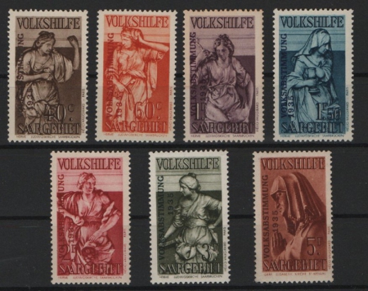 Saargebiet, 1934, Mi.- Nrn.: 199- 205, kpl. Satz, **! Teils tiefstgeprüft BPP! Qualitätssatz! Selten!