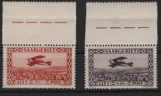 Saargebiet, 1928, Mi.- Nrn.: 126 I ZS I + 127 ZS I, kpl. Satz, **! Kabinettsatz! Selten!