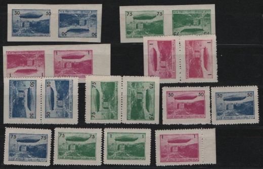 Spanien, 1929, Posten Spendenmarken / Vignetten zum  Zeppelinbesuch, Barcelona 1929, ** / *! Seltener Satz!