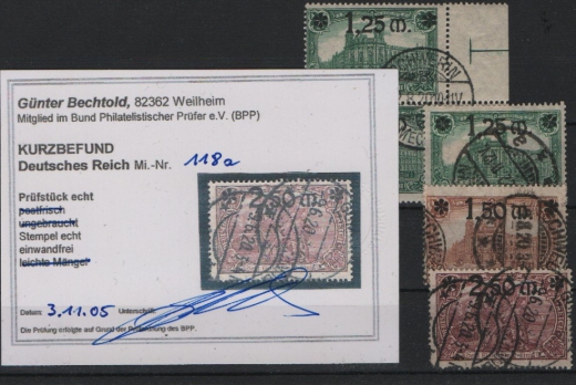 DR, Infla, 1920, Mi.- Nr.: 116- 118 a, gestempelt, 118a K.- Befund Bechtold BPP: e+e! Luxusstücke!