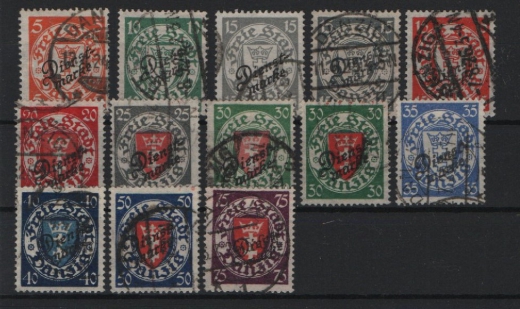 Danzig, 1924, Mi.- Nrn.: D 41- 51, kpl. Satz, gestempelt, teils geprüft! Selten!