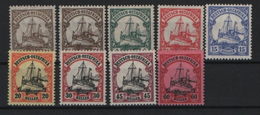 Dt. Kolonien, DOA, 1905 / 1920, Mi.- Nr.: 30 I + II, - 37, **, selten!