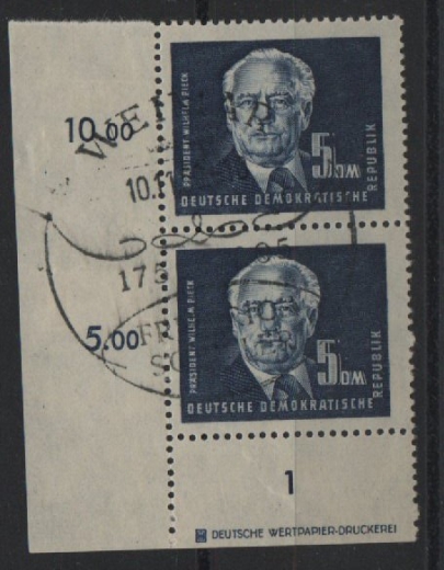 DDR, 1951, Mi.- Nr.: 255 (2x) + SR / Er + DZ 2, gestempelt, mit Sonderstempel Weimar, selten!