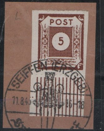 SBZ, Ost- Sachsen, 1945, Mi.- Nr.: 42 L mit Ur., auf kl. Briefstück, tiefstgeprüft Ströh BPP! Luxusstück! Sehr selten!