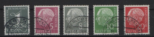 BRD, 1954 /57, Mi.- Nrn.: 179x YII- / 285 YII, Heuss liegendes Wz. in Type II, gestempelt! 1 + 8 Pfg. geprüft Schlegel BPP!