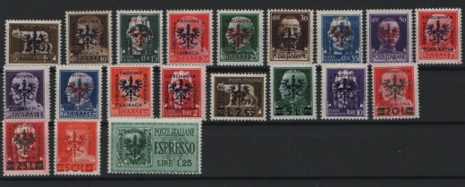 III. Reich, Dt. Bes. II. WK., Laibach, 1944, Mi.- Nrn.: 1- 20, **, Kabinettsatz! Sehr selten!