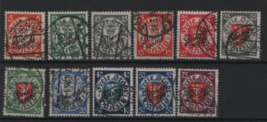 Danzig, 1924, Mi.- Nrn.: D 41- 51, kpl. Satz, gestempelt! Selten!