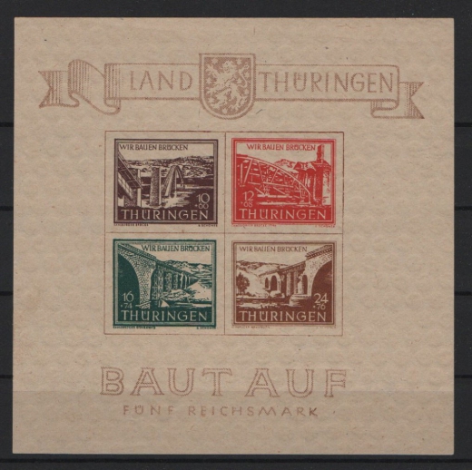 Thüringen, 1946, Bl. 4 a y, **, Qualitätsstück!